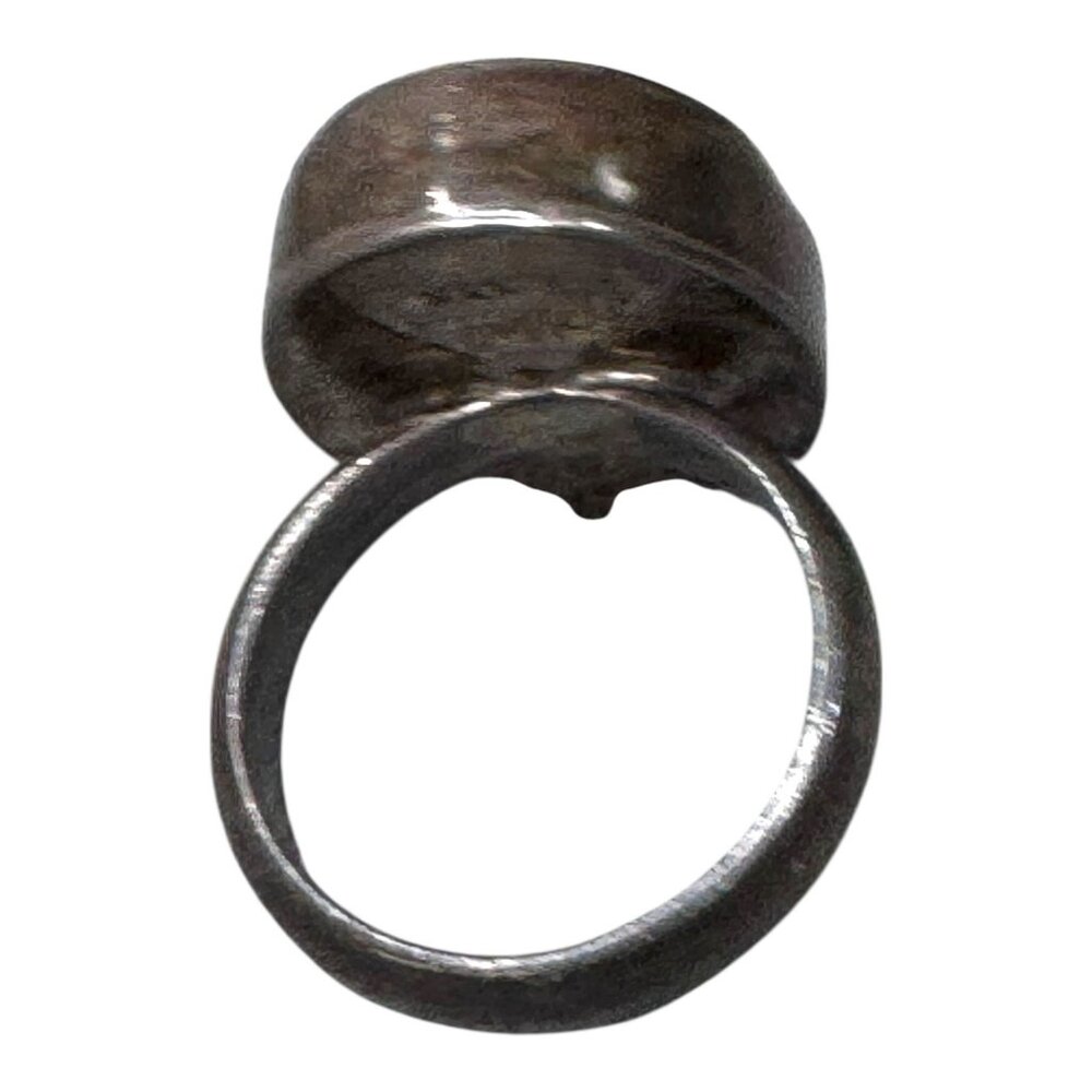 91 Artisan Mystical Celestial Ceramic Face Signed Sterling Silver Ring Star 6.75 - Picture 10 of 11